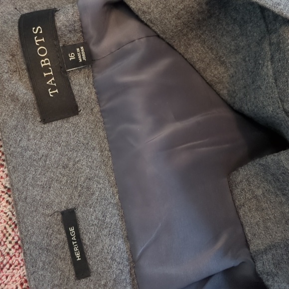 Talbots Heritage linedWool wide leg office career Gray Trousers belt Gold Accent - Picture 5 of 6